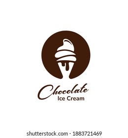 Chocolate Ice Cream Cone Logo Silhouette Icon