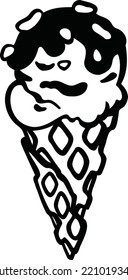 chocolate ice cream cone with pistachios, sorbet, ice cream vector illustration