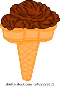 Chocolate Ice Cream Cone Vector With Transparent Background