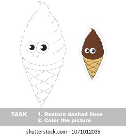 Chocolate Ice Cream Corn - complete the dot-to-dot picture. Children educational game with easy gaming level.