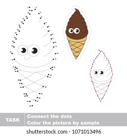 Chocolate Ice Cream Corn. Dot to dot educational game for kids.