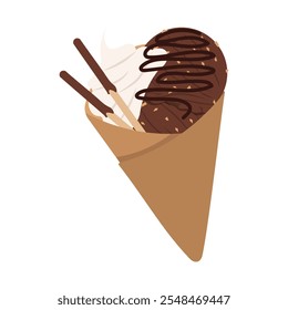 Chocolate Ice Cream Crepes Illustration - Single Vector