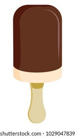Chocolate Ice Cream Dessert on Wooden Stick. On a transparent background
