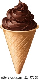 Chocolate Ice Cream Detailed Beautiful Hand Drawn Vector Illustration