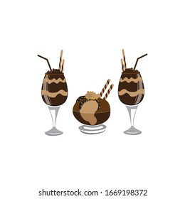 chocolate ice cream drink vector icon design