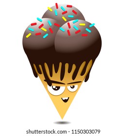 chocolate ice cream with face