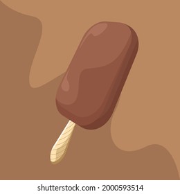 Chocolate Ice Cream in Flat Design Vector Illustration