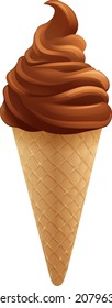 Chocolate ice cream or frozen yogurt icecream in a cone