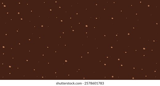 Chocolate ice cream with glaze and crunchy nuts texture background graphic illustration.