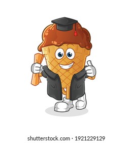 chocolate ice cream graduation vector. cartoon character