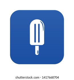 Chocolate ice cream icon blue vector isolated on white background