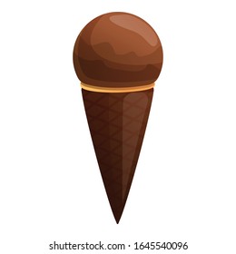Chocolate ice cream icon. Cartoon of chocolate ice cream vector icon for web design isolated on white background