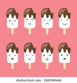 Chocolate Ice Cream Icon With Expression