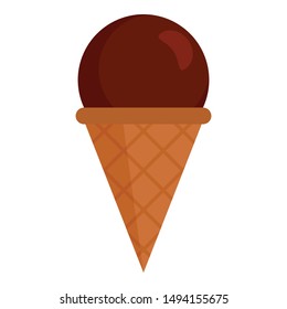 Chocolate ice cream icon. Flat illustration of chocolate ice cream vector icon for web design