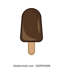 Chocolate ice cream icon. Flat pictogram for web. Line stroke. Simple symbol isolated on white background. Outline vector eps10
