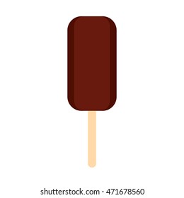Chocolate ice cream icon in flat style isolated on white background. Sweet symbol