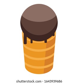 Chocolate ice cream icon. Isometric of chocolate ice cream vector icon for web design isolated on white background