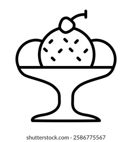 Chocolate ice cream icon in thin line style