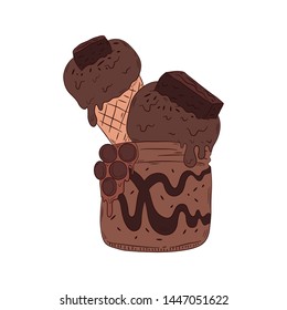 chocolate ice cream icon, vector illustration isolated on white background