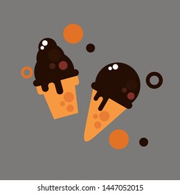 chocolate ice cream icon, vector illustration isolated 