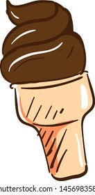 Helado de chocolate, ilustración, vector sobre fondo blanco.