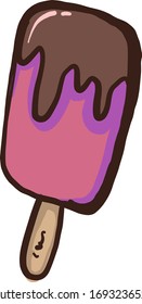 Chocolate ice cream, illustration, vector on white background