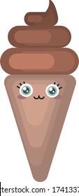 Chocolate ice cream , illustration, vector on white background