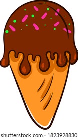 Chocolate ice cream, illustration, vector on white background