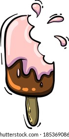 Chocolate ice cream, illustration, vector on white background