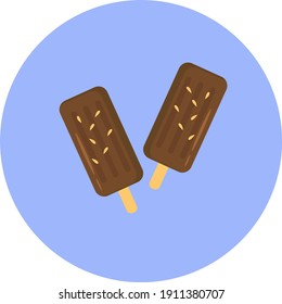 Chocolate ice cream, illustration, vector on a white background.