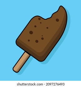 Chocolate Ice Cream Ilustration With Bite Mark