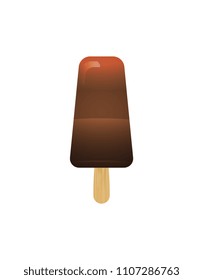Chocolate ice cream isolated on white background icon. Street fast food, sweet milky dessert vector illustration in flat style