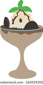 
sorvete de chocolate em camadas com molho de chocolate abundante e coberturas deliciosas.