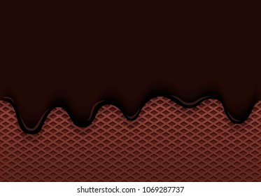 chocolate ice cream leaks from a chocolate waffle cup vector illustration