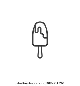 Chocolate ice cream line icon. linear style sign for mobile concept and web design. Popsicle ice cream outline vector icon. Symbol, logo illustration. Vector graphics