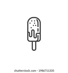 Chocolate ice cream line icon. linear style sign for mobile concept and web design. Popsicle ice cream outline vector icon. Symbol, logo illustration. Vector graphics