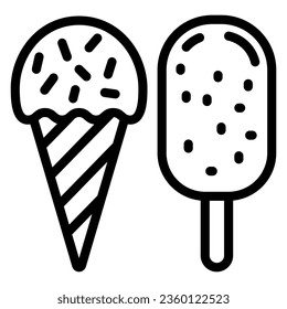 Chocolate ice cream line icon, Chocolate festival concept, sweet summer dessert sign on white background, Kinds of Ice Cream icon in outline style for mobile and web design. Vector graphics