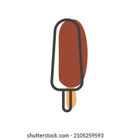 Chocolate ice cream linear icon. Vector illustration isolated