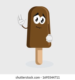 chocolate ice cream logo mascot good bye pose