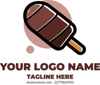 chocolate ice cream logo stick vector illustration