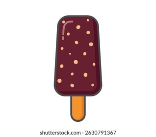 Chocolate ice cream with nuts. Cold dessert and summer food. Isolated vector image