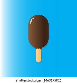 Chocolate Ice Cream on Blue Background.