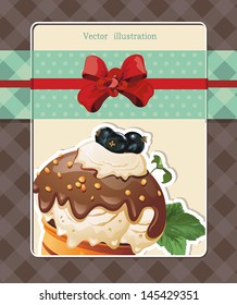 Chocolate ice cream on decorative background, Abstract Elegance vector illustration