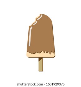 Chocolate Ice Cream on stick with white background. Ice cream stick concept.