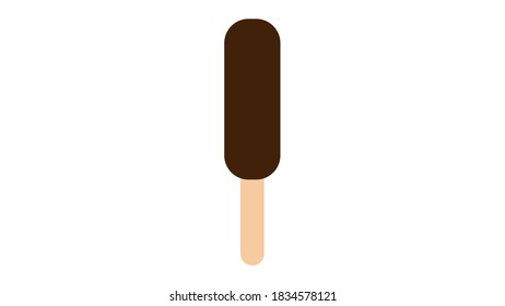 Chocolate ice cream on a stick in carton style isolated on white.