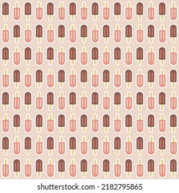 Chocolate ice cream on a stick brown beige seamless pattern for textile and wrapping paper design