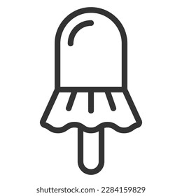 Chocolate ice cream on a stick - icon, illustration on white background, outline style