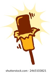 Chocolate ice cream on a stick. Isolated image for print, logo, or illustrations.