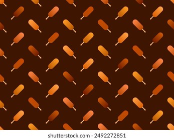 Chocolate ice cream on a stick seamless pattern. Gradient ice cream in chocolate coating on a stick. Design for covers, wallpapers, banners and posters. Vector illustration