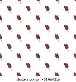 Chocolate ice cream on stick pattern. Cartoon illustration of chocolate ice cream on stick vector pattern for web